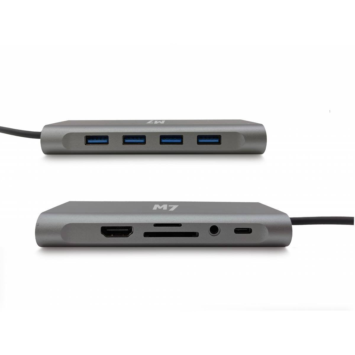 M7 USB-C 11-i-1 dock med HDMI VGA SD RJ-45 USB