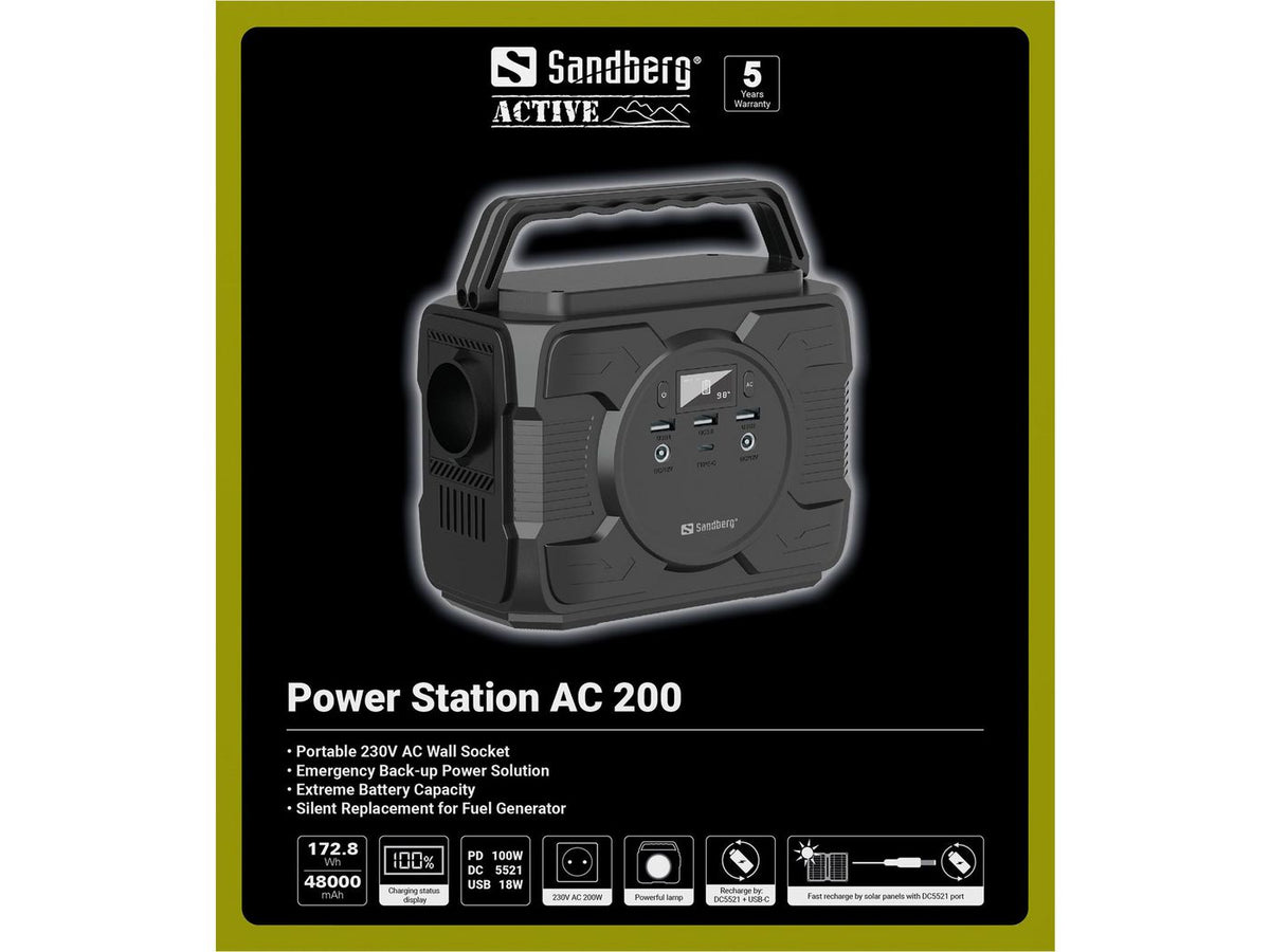 Sandberg Power Station AC 200 – Bærbar 230V Strømkilde – billede 5