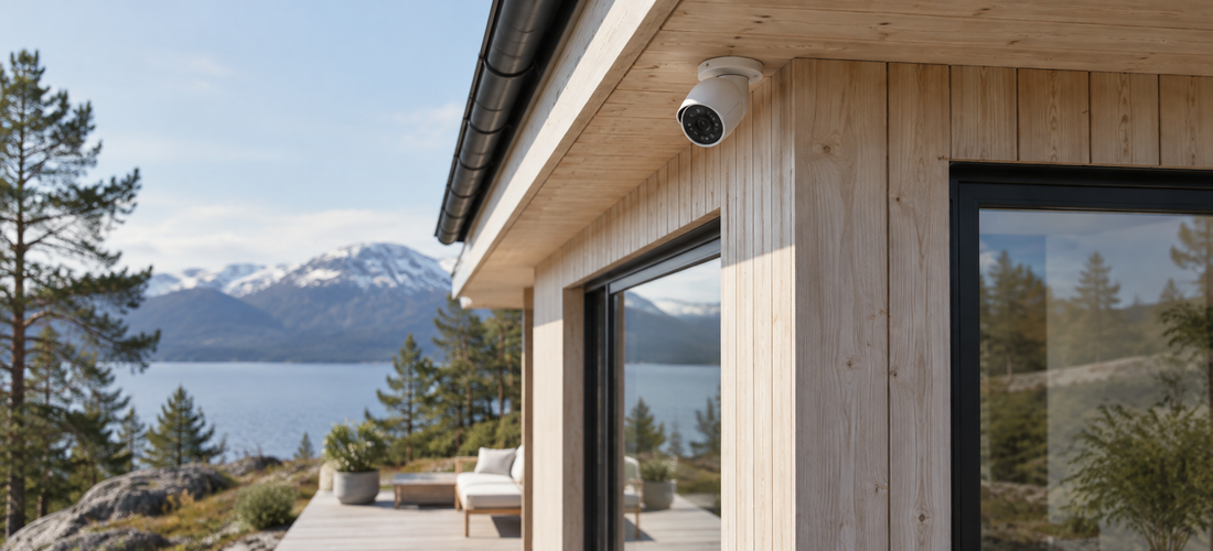 Overvågningskamera monteret på husfacade