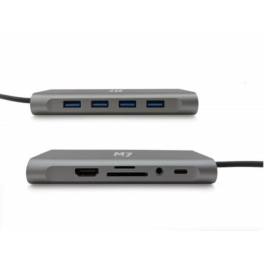 M7 USB-C 11-i-1 dock med HDMI VGA SD RJ-45 USB