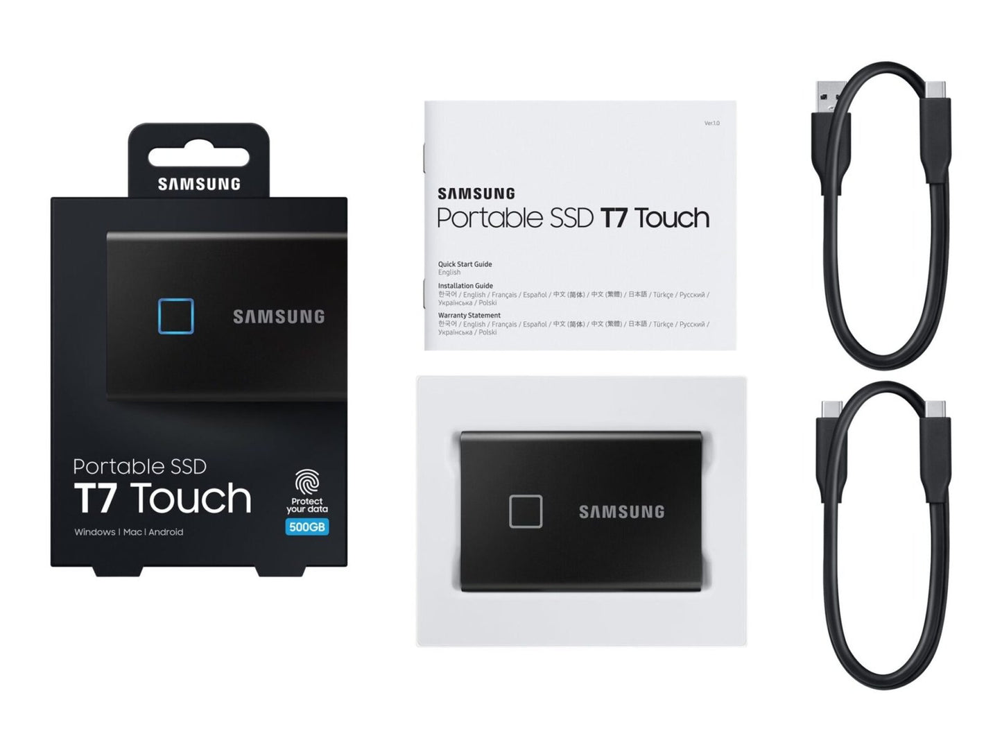 Samsung SSD T7 Touch SSD MU-PC500K 500GB USB 3.2 Gen 2 – billede 2
