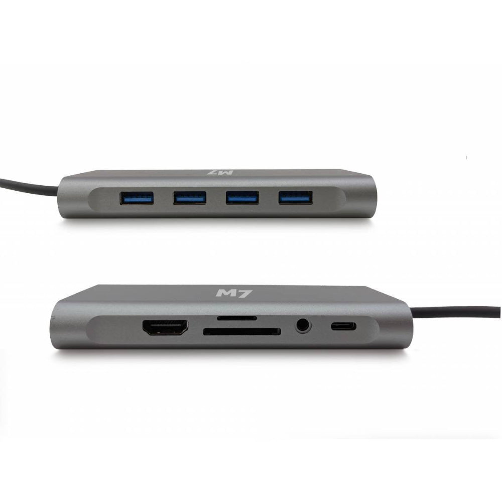 M7 USB-C 11-i-1 dock med HDMI VGA SD RJ-45 USB