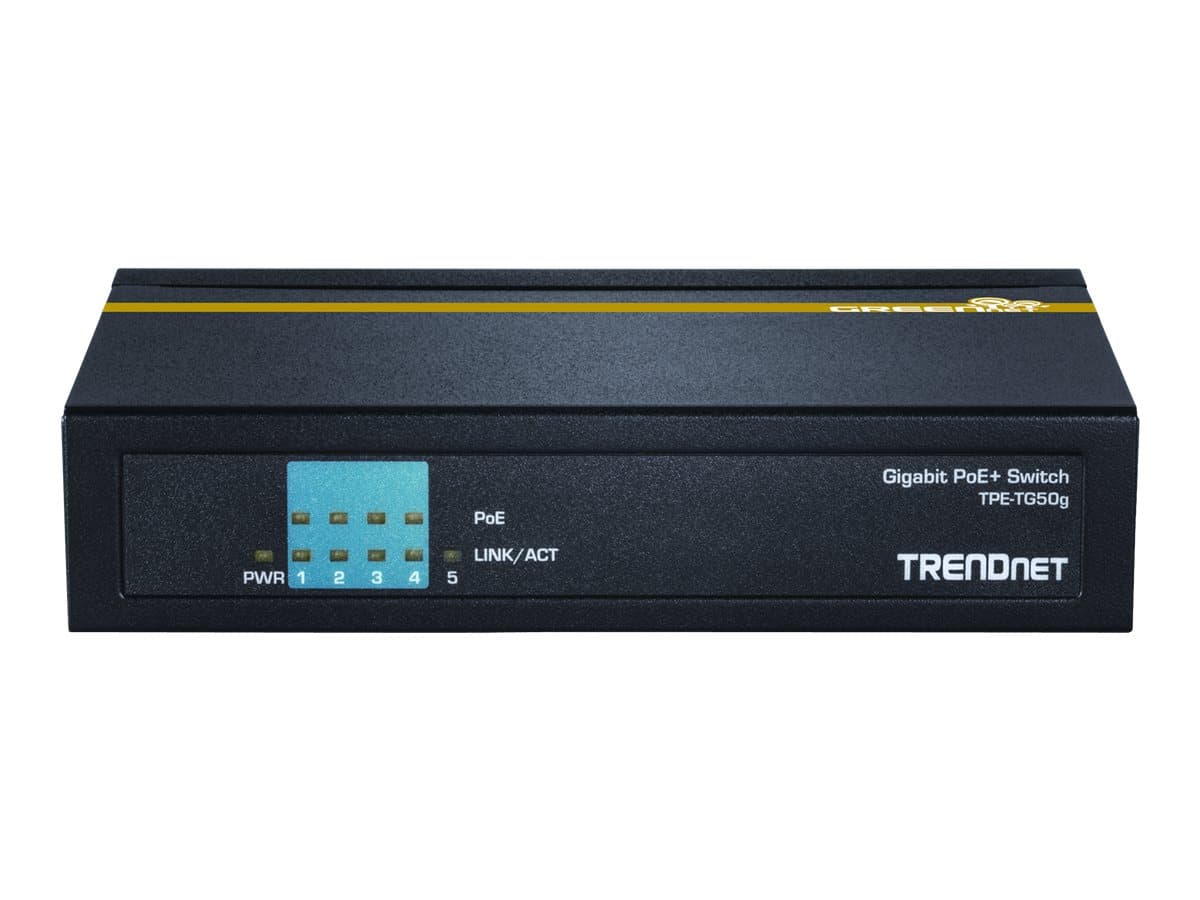 Se TRENDnet TPE TG50g Switch 5-porte Gigabit PoE+ hos COMTEK.DK