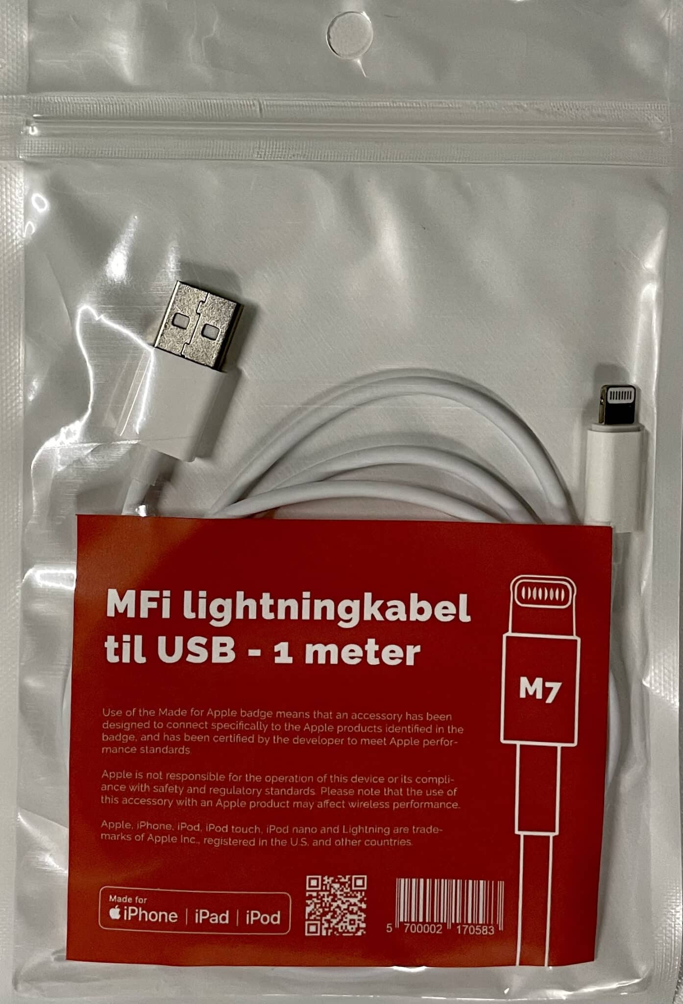 Billede af USB - Lightning kabel - M7 hos COMTEK.DK